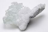 Glass-Clear, Green Cubic Fluorite Crystals on Quartz - China #205620-1